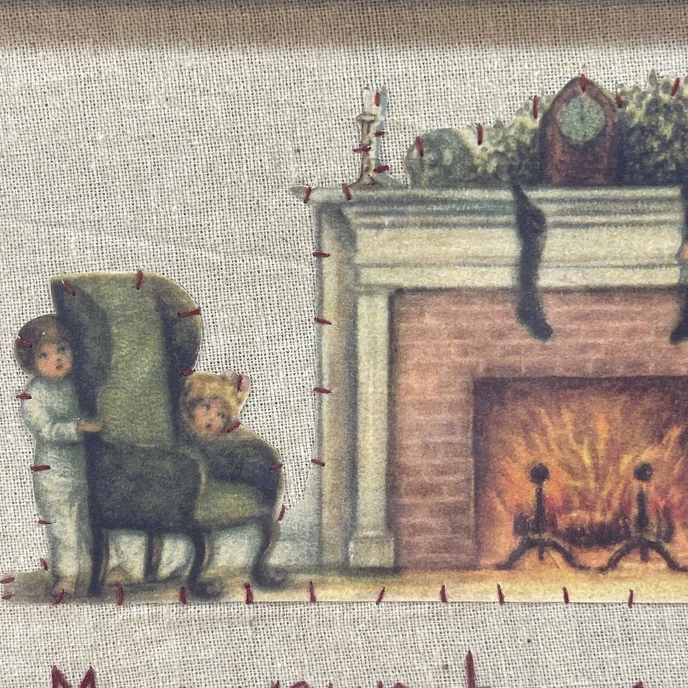 Annie Schikel Vintage Needlepoint Framed Wall Art Christmas Quote